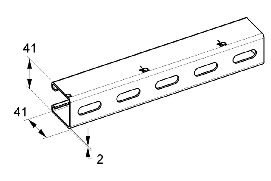 Profilo Strut in acciaio 41x41 singolo Inox