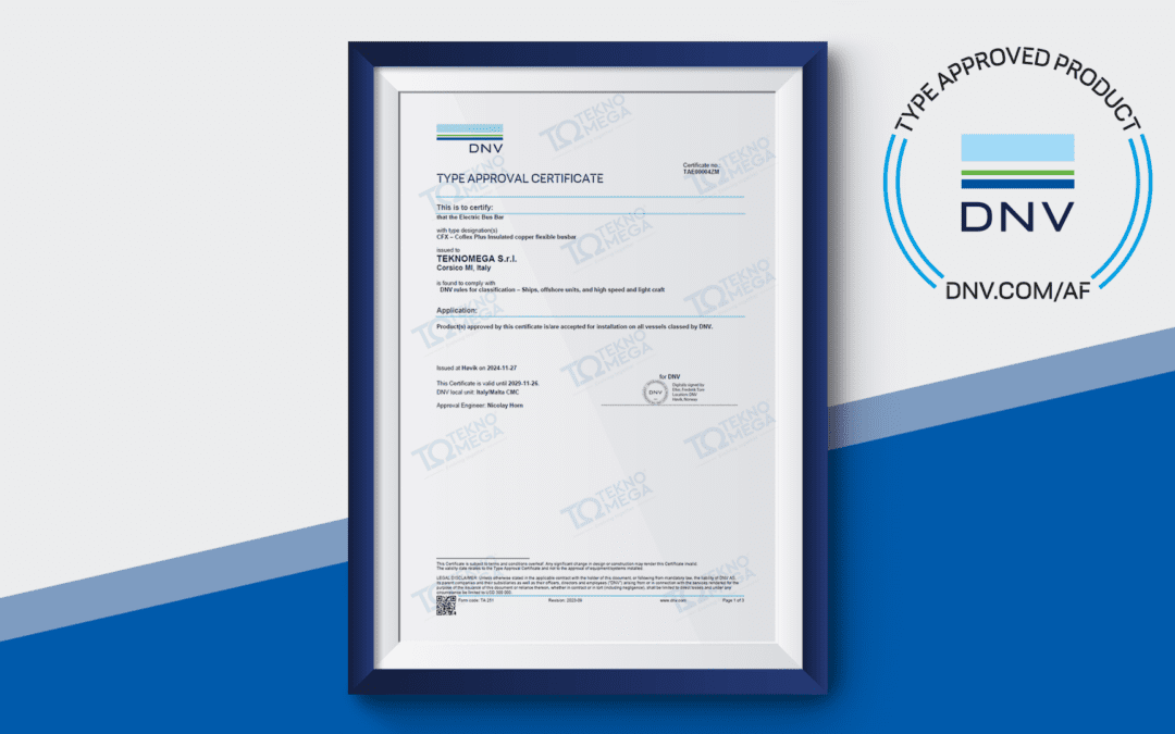 TEKNOMEGA ottiene la certificazione DNV per Coflex Plus: ottenendo la certificazione ai più elevati standard richiesti per il settore navale